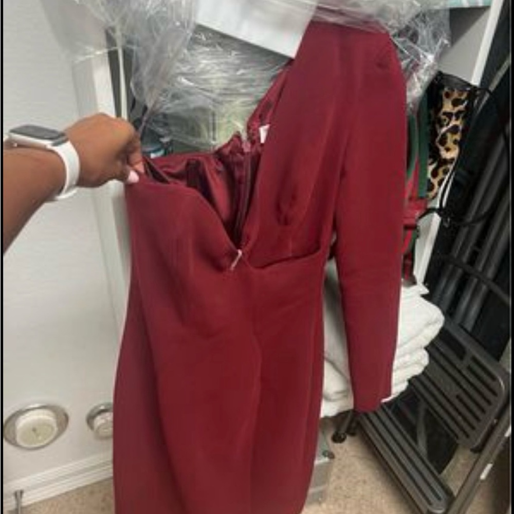 Red Plunging V-Neck Jumpsuit